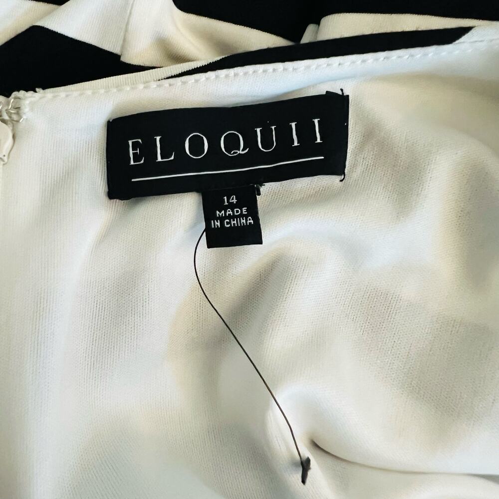 Eloquii Striped Long Sleeve Asymmetrical Hem Dress Size 14 NEW White Black - Picture 5 of 9